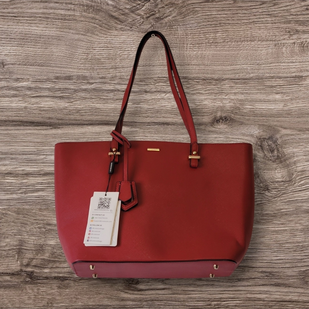 Lovevook Elegant Red/maroon Tote Bag. Complete with purse feet and hanging tag.